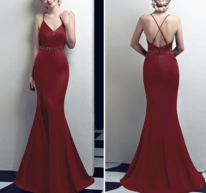 Ina gown (ready stock in burgundy red (S)/7 colours)