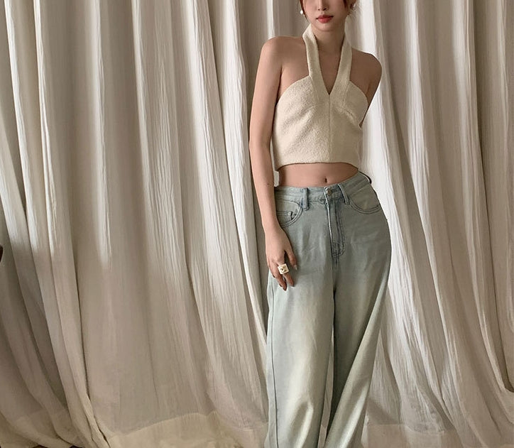 Jean top (ready stock in ivory white (S)