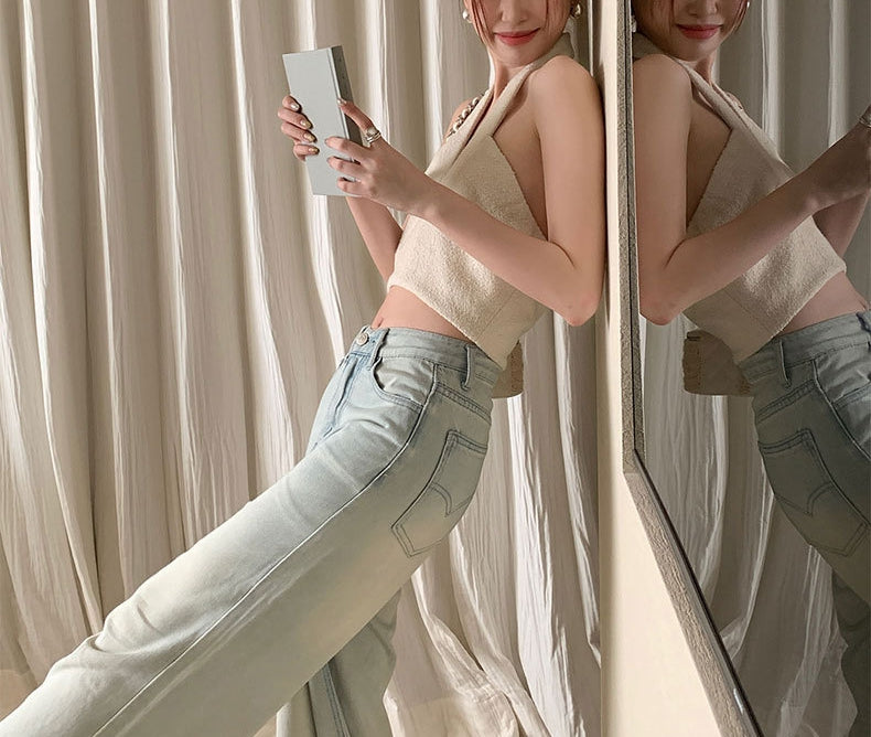 Haut en jean (en stock en blanc ivoire (S))