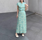 Jade flower cheongsam set (preorder)