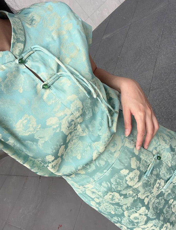 Jade flower cheongsam set (preorder)