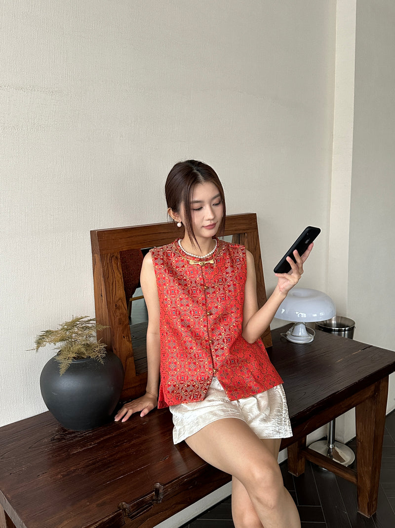 Garnet cheongsam top (preorder)