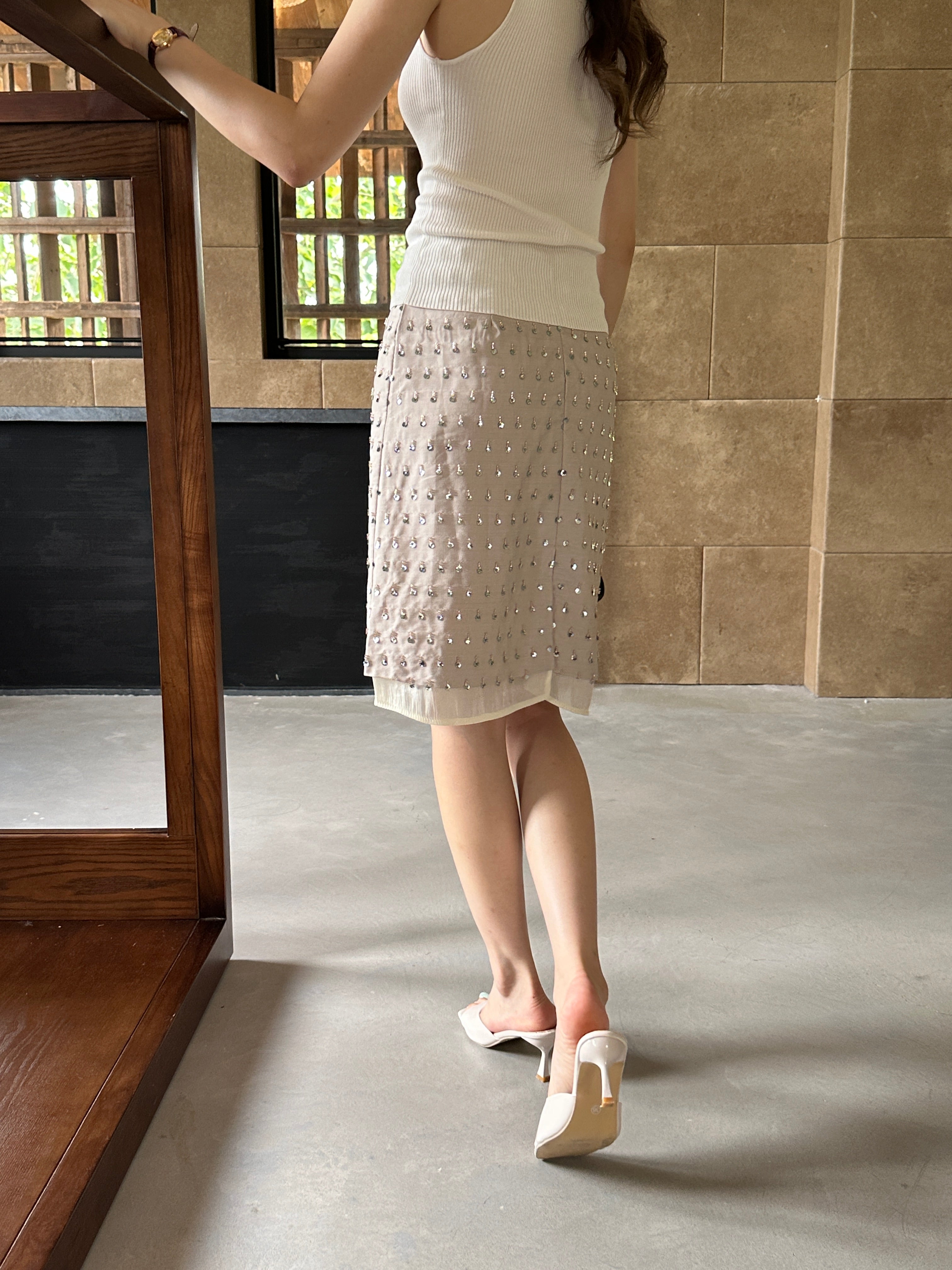 Noelle Crystal Overlay Skirt (preorder/ 2 colours)