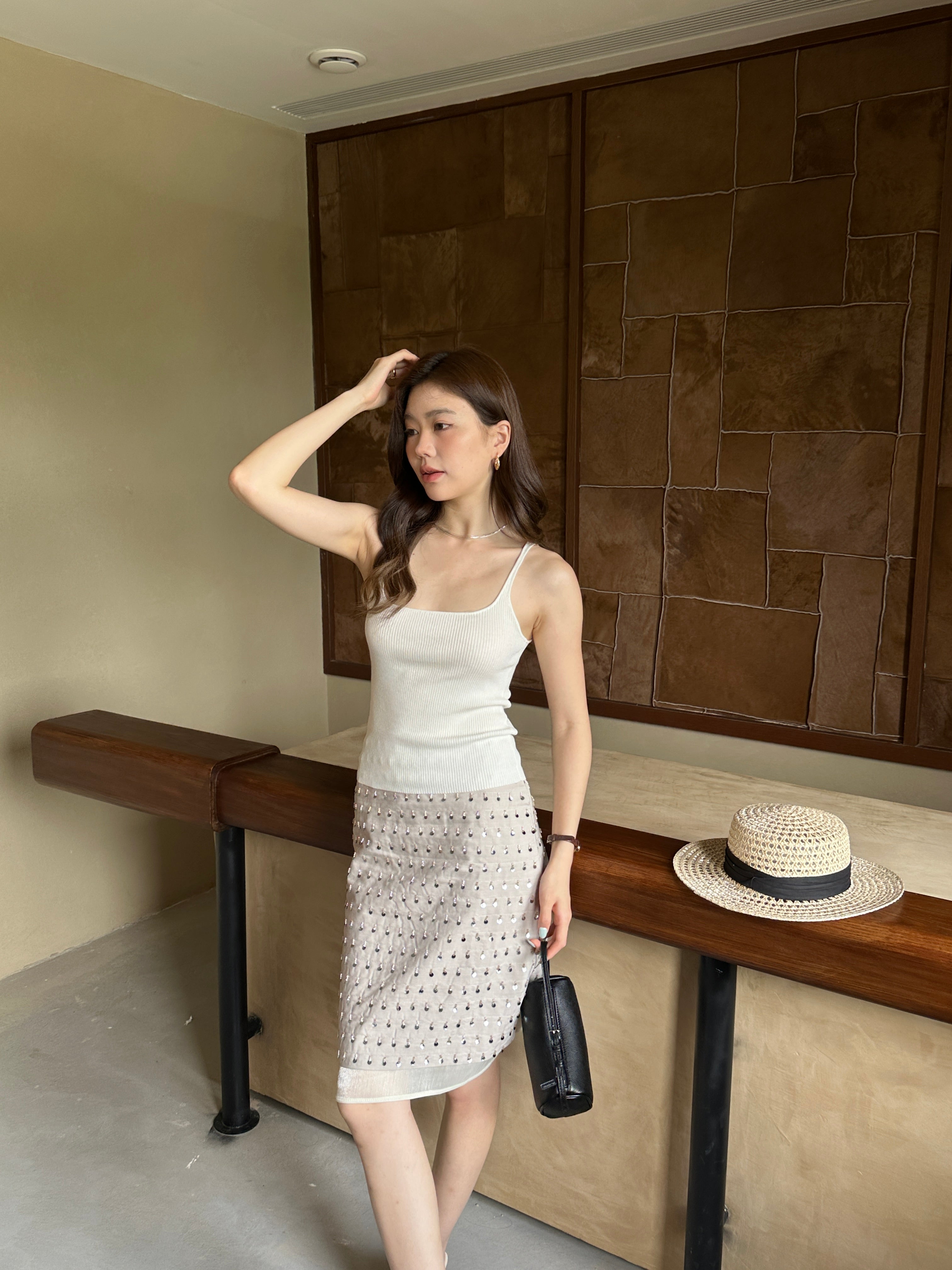 Noelle Crystal Overlay Skirt (preorder/ 2 colours)