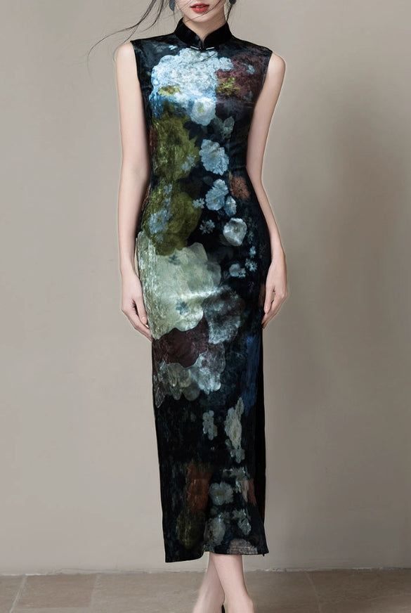 Velour cheongsam (preorder/ 3 colours)