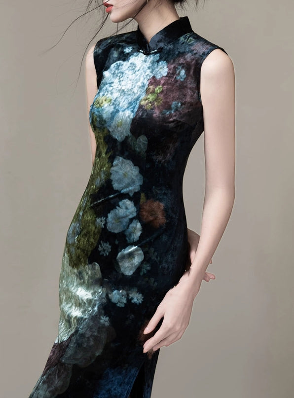 Velour cheongsam (preorder/ 3 colours)