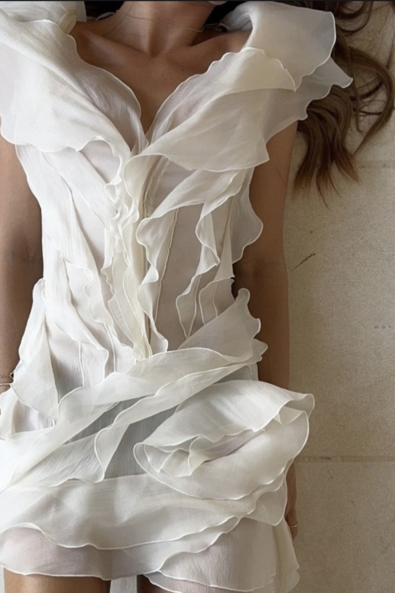 Ruffled mini dress (preorder/ 2 colours)