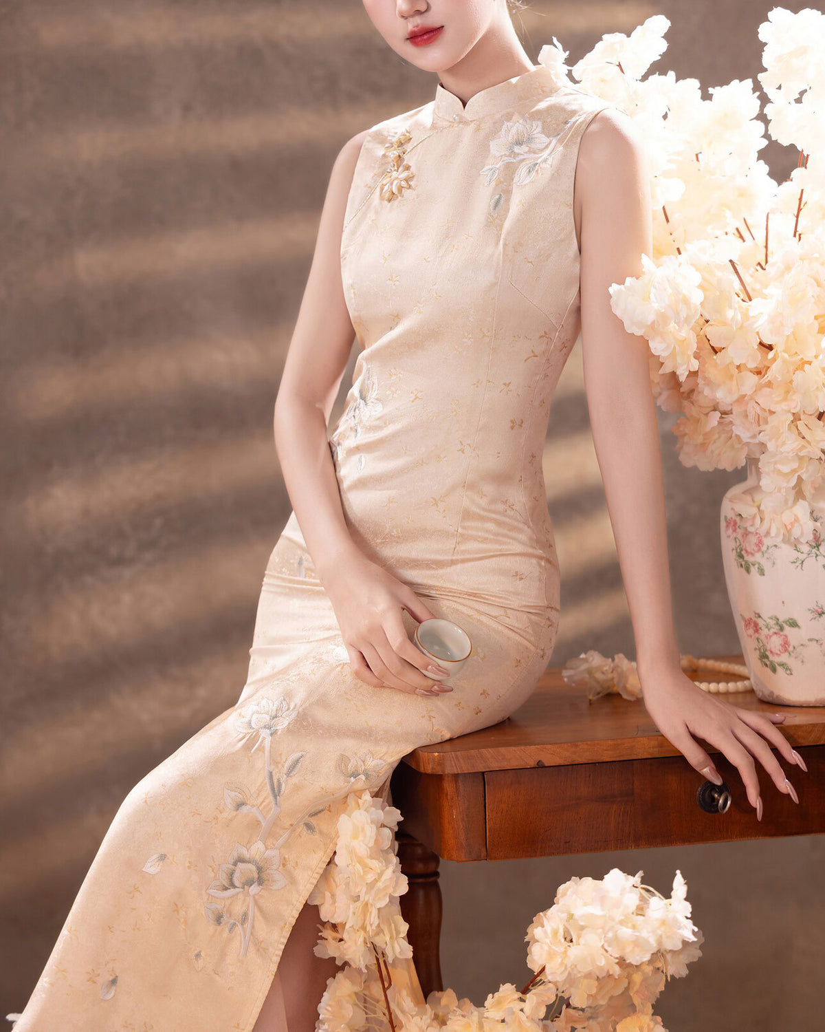 Cornelius embroidered cheongsam (preorder)
