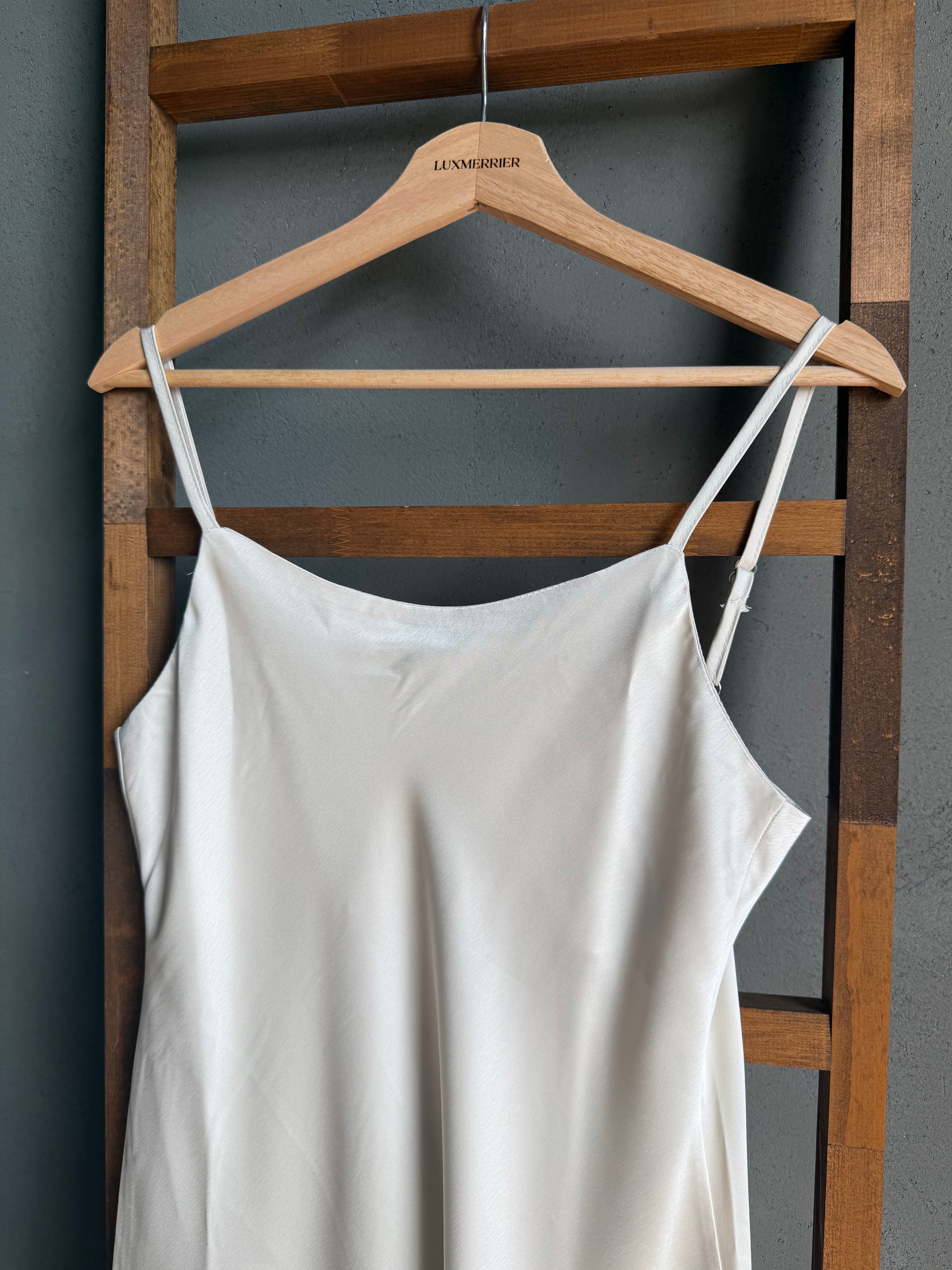 Straight satin dress (ready stock in cream (S)/ 6 colours)