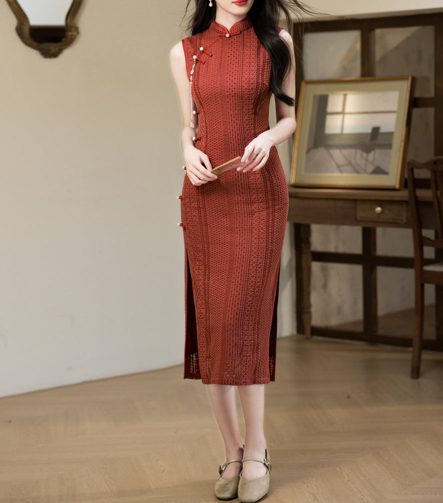 Classic Crochet Cheongsam (preorder/ 3 colours)