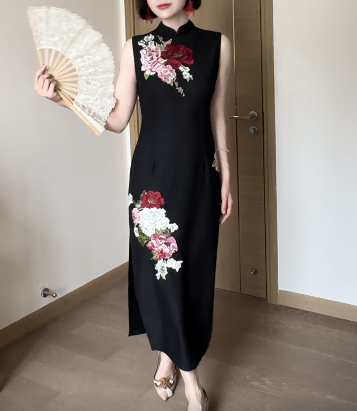 Crimson floral cheongsam (preorder)