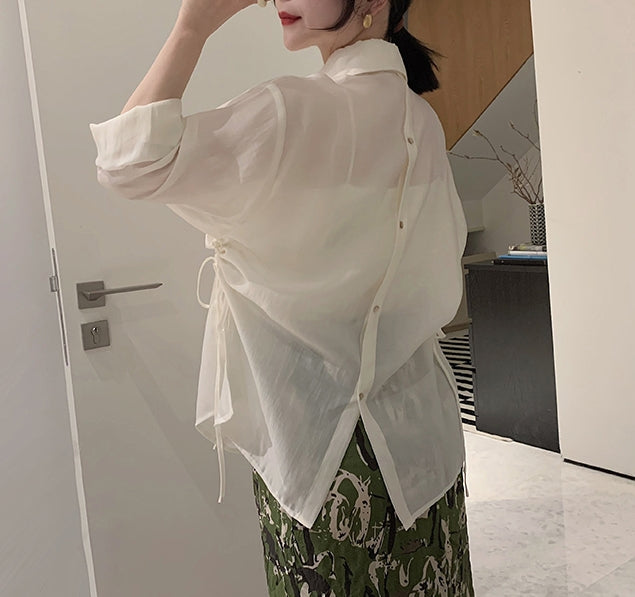 Sheer Outerwear Shirt Top (preorder/ 3 colours)