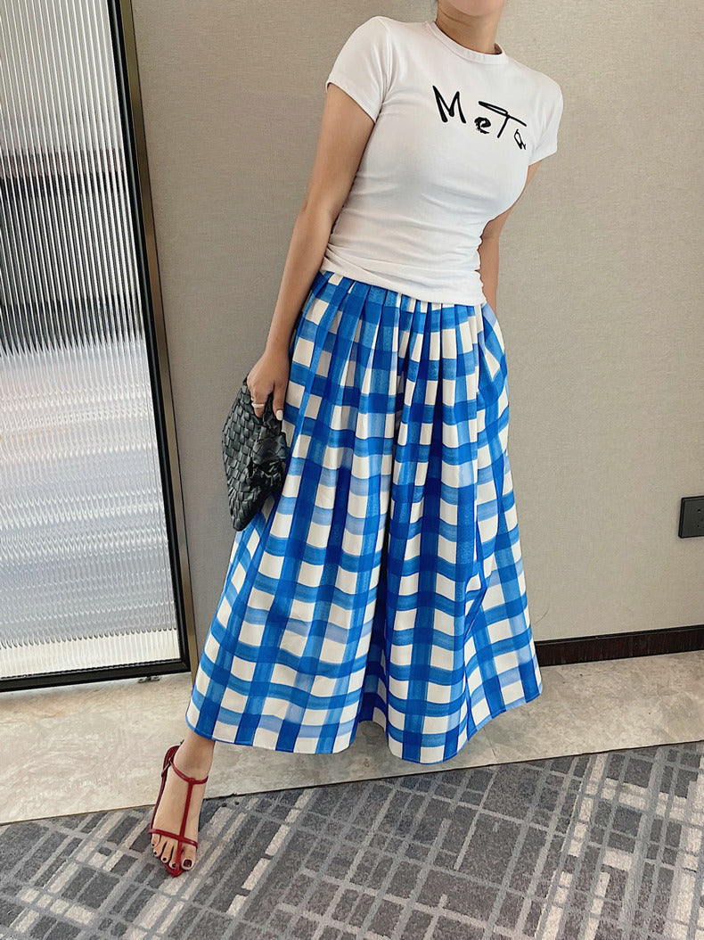 Gingham midi skirt (preorder)