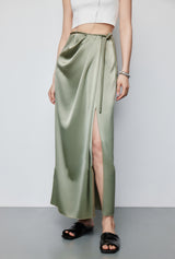 A-line Satin Skirt (ready stock in green (S)/ 2 colours)