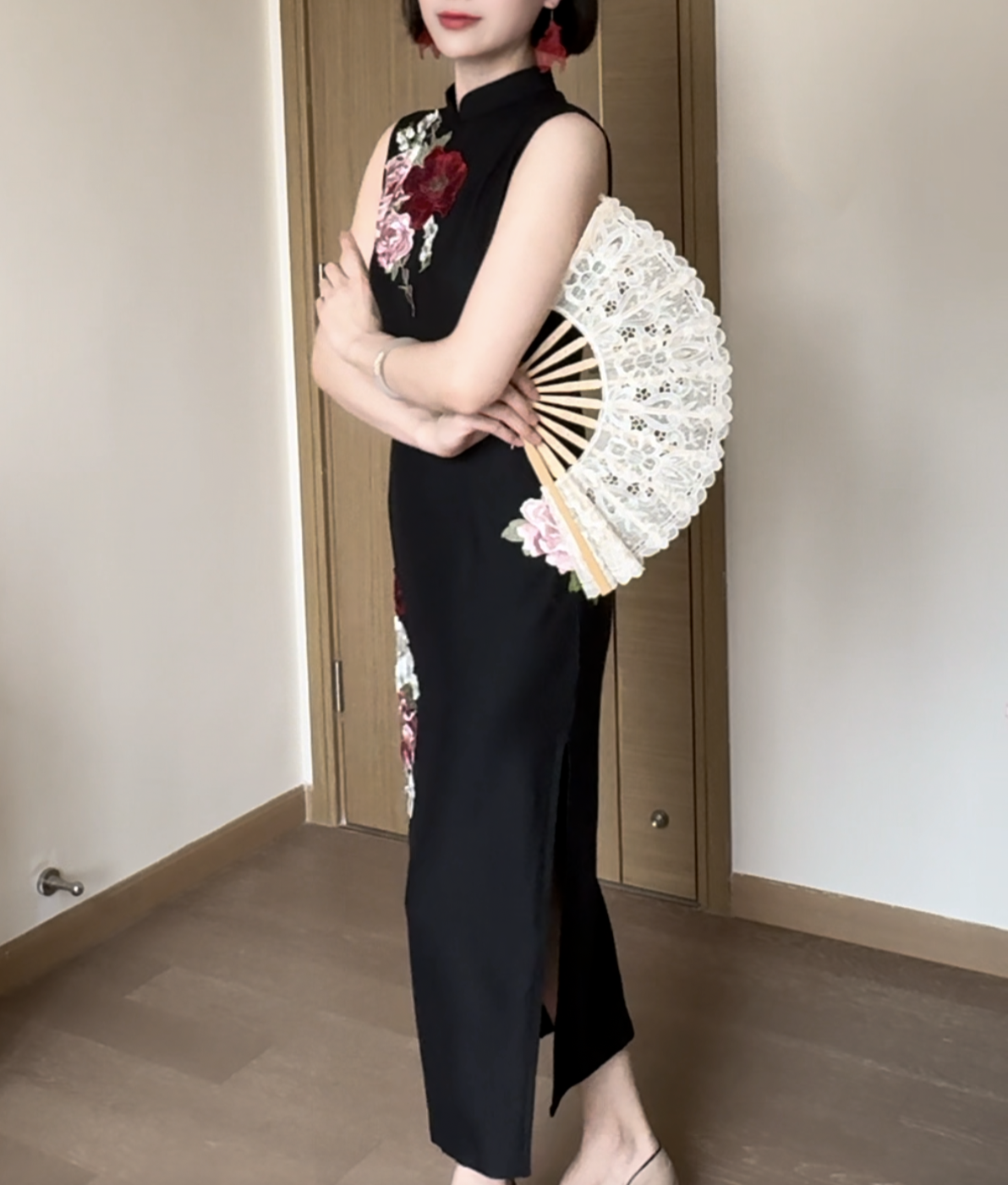 Crimson floral cheongsam (preorder)