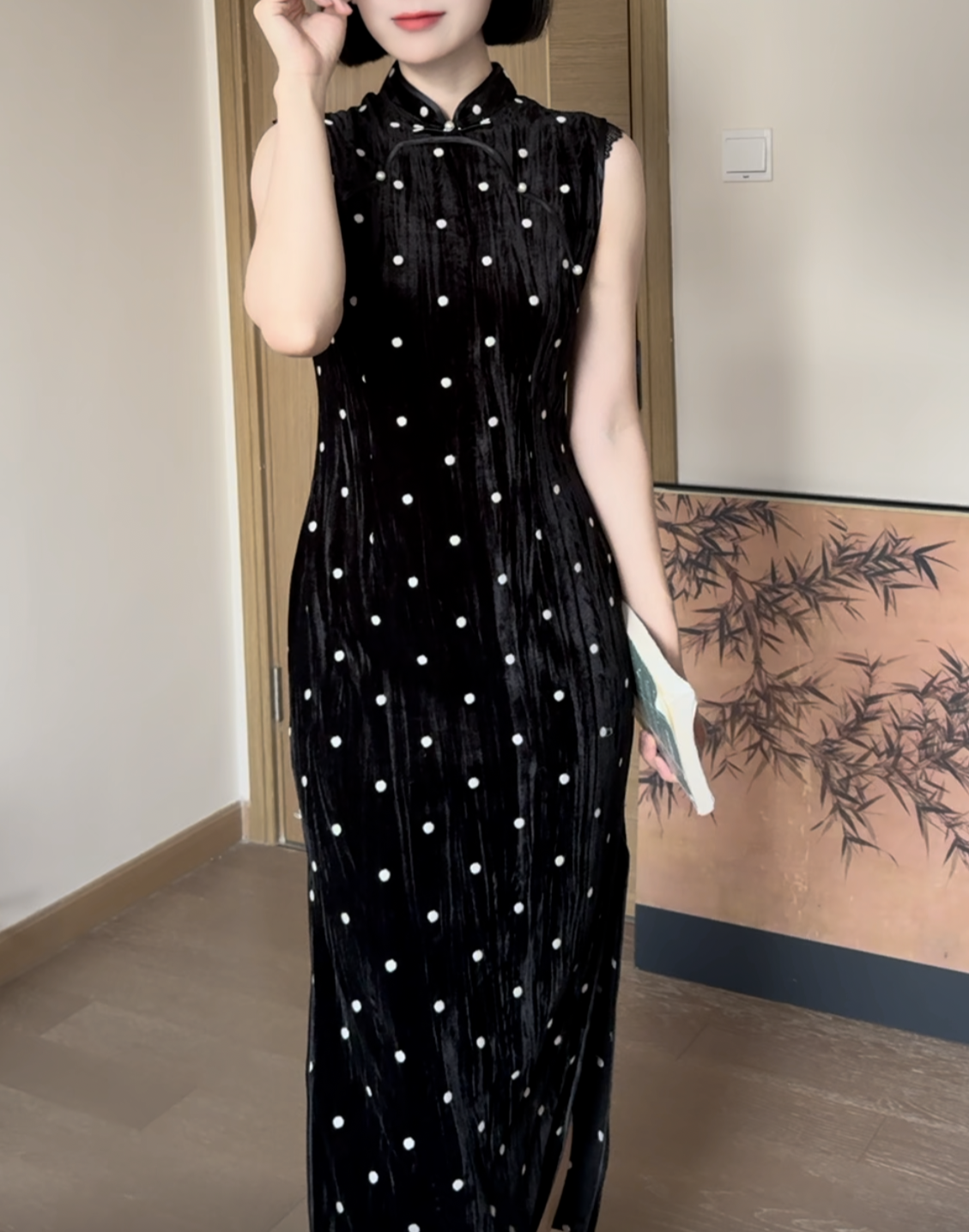 Polka cheongsam (ready stock in L)