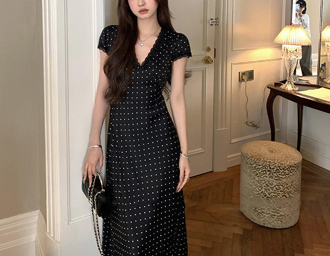 Slip polka dress (ready stock in black (S)/ 2 colours)