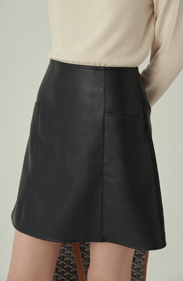 Leather A-line Skirt (preorder/ 2 colours)