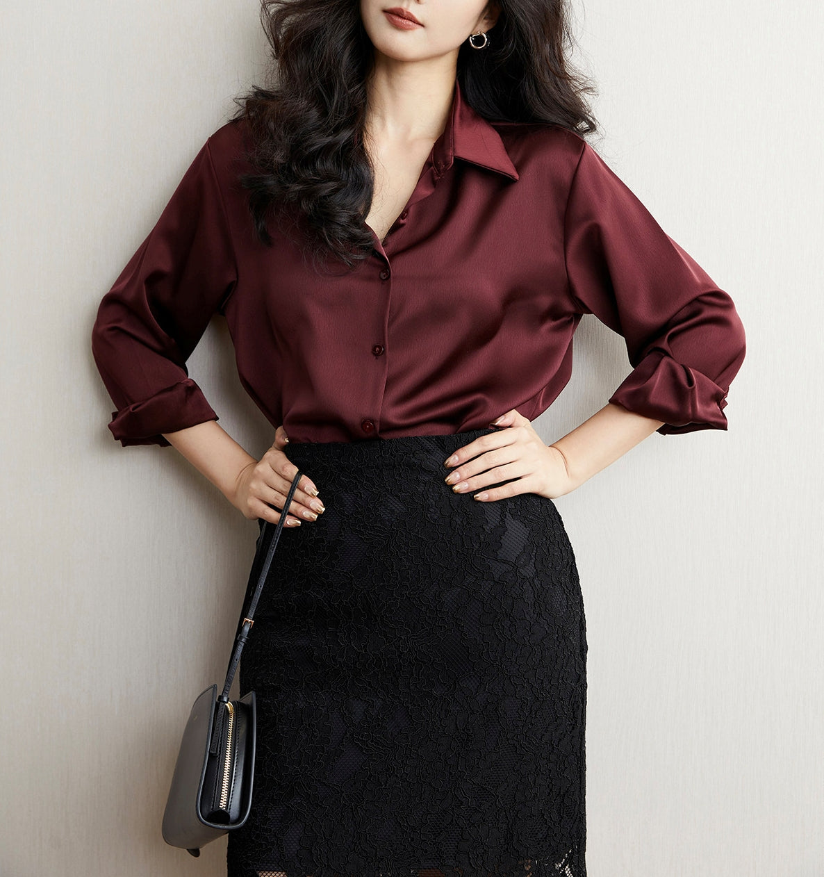 Satin drape shirt (preorder)