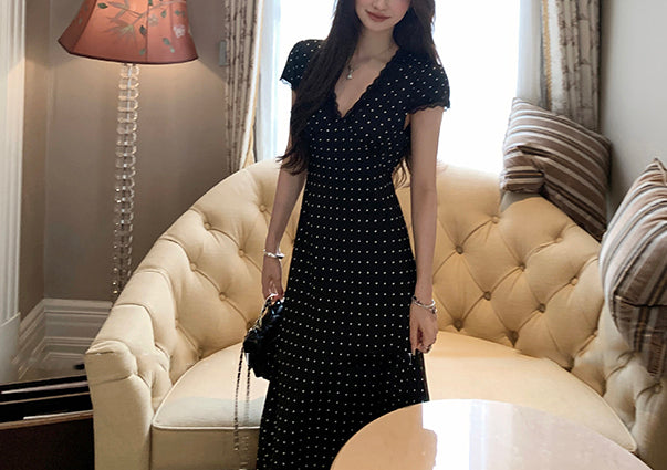 Slip polka dress (ready stock in black (S)/ 2 colours)