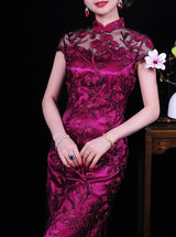 Pharess cheongsam (ready stock in red (M) & purple (4XL)/ 3 colours)