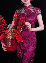 Pharess cheongsam (ready stock in red (M) & purple (L&4XL)/ 3 colours)
