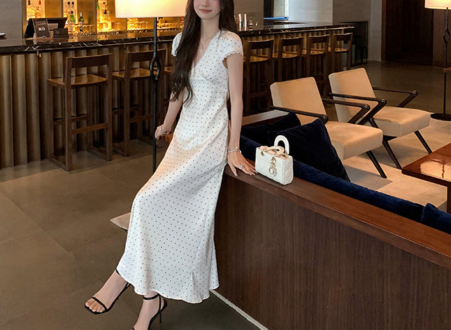 Slip polka dress (ready stock in black (S)/ 2 colours)