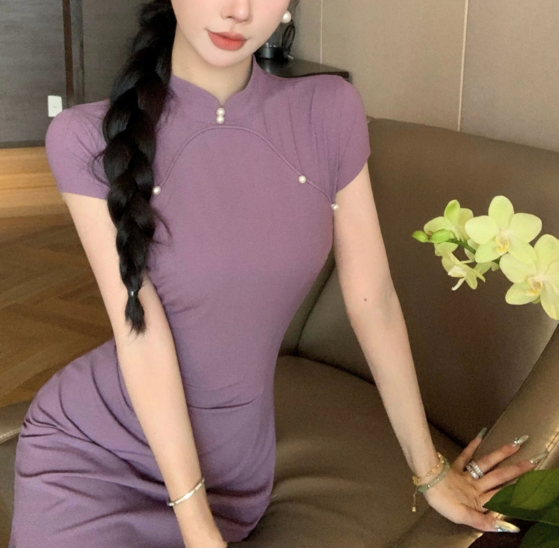 Amethystine cheongsam (preorder/ 2 styles)