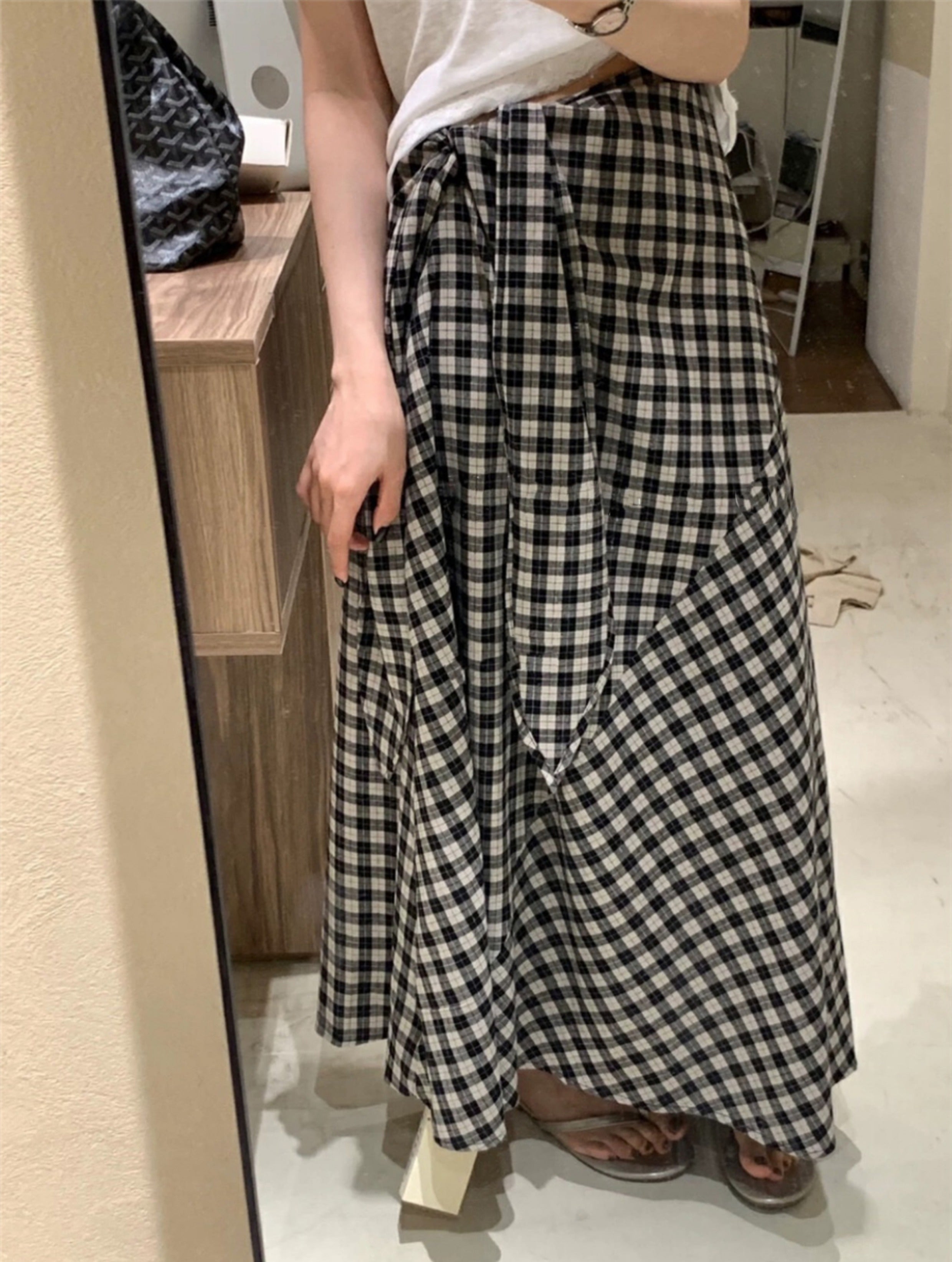 チェック柄マキシスカート（予約販売／全2色）