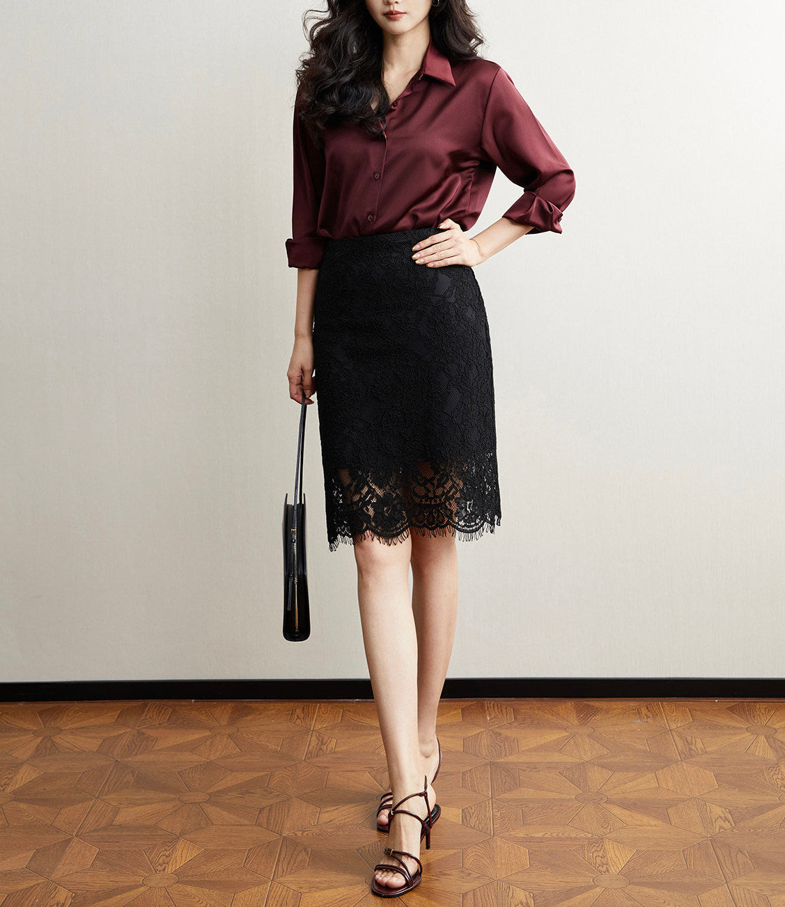Satin drape shirt (ready stock in brown (M))