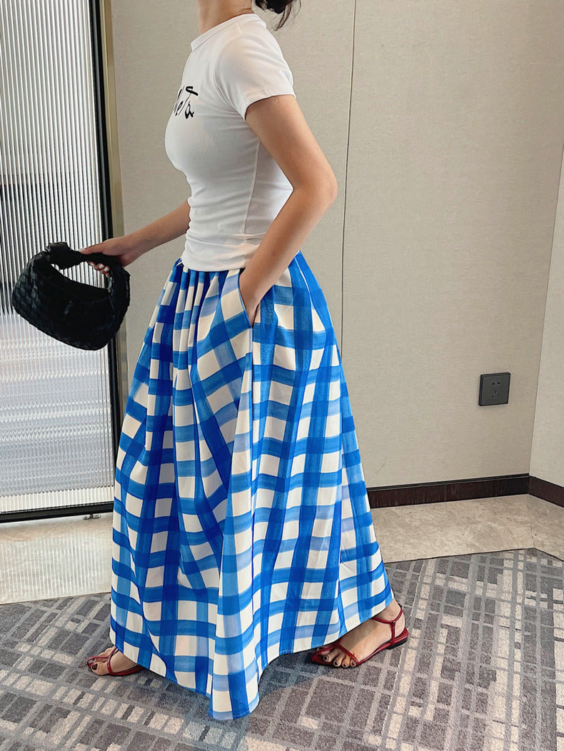 Gingham midi skirt (preorder)