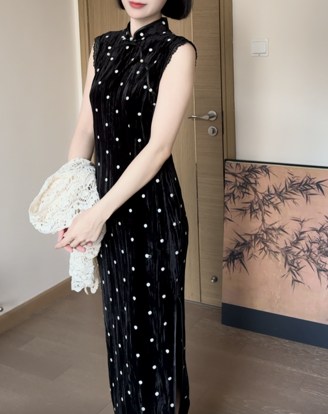 Polka cheongsam (ready stock in L)