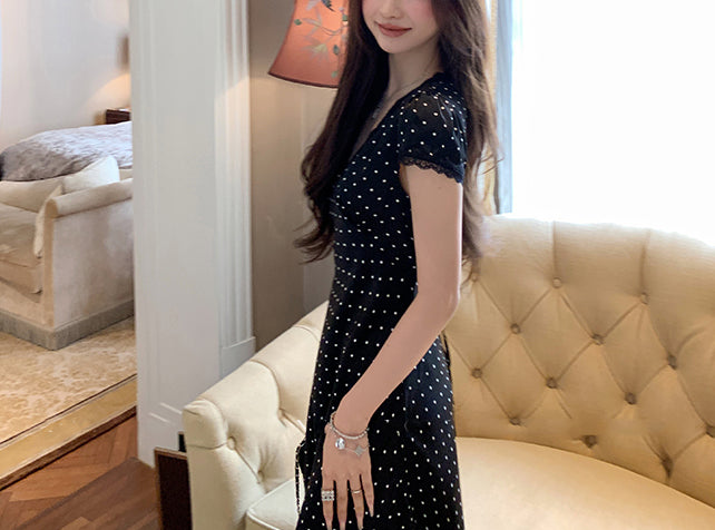 Slip polka dress (ready stock in black (S)/ 2 colours)