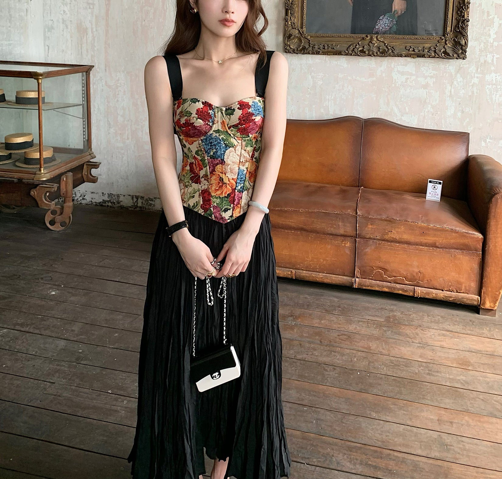 Rose floral corset top (preorder)