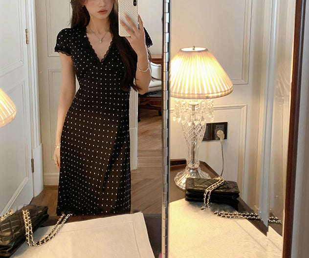 Slip polka dress (ready stock in black (S)/ 2 colours)