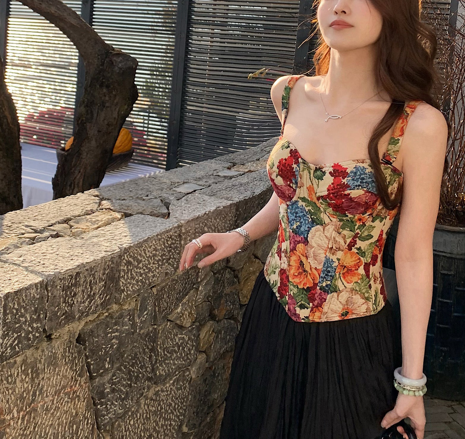 Rose floral corset top (preorder)