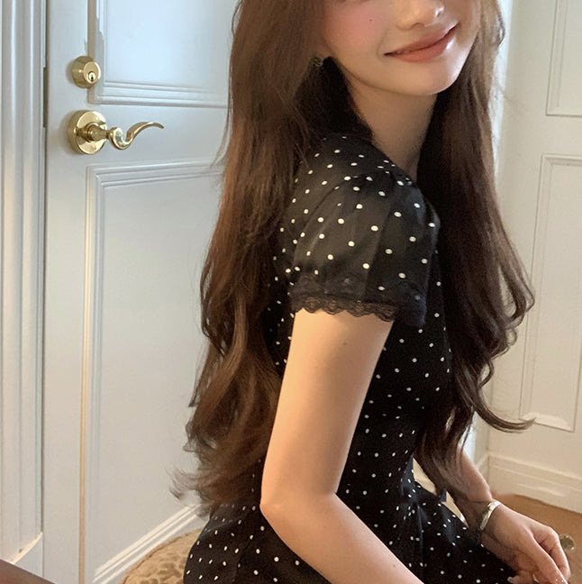 Slip polka dress (ready stock in black (S)/ 2 colours)