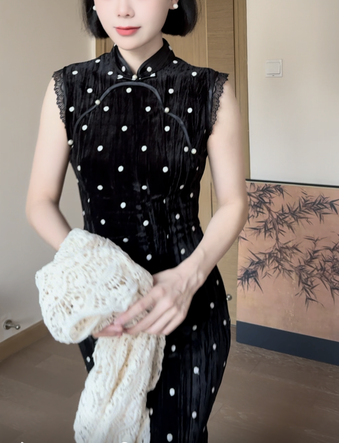 Polka cheongsam (ready stock in L)