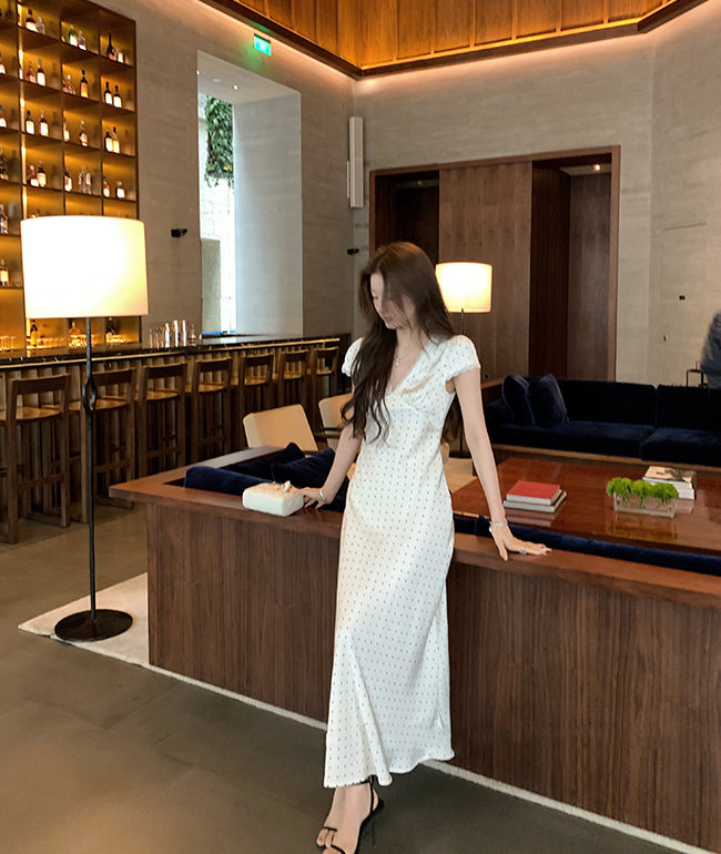 Slip polka dress (ready stock in black (S)/ 2 colours)