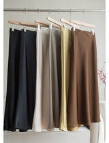 Satin Midi Skirt (ready stock in brown (M)/ 12 colours)