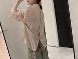 Sheer Outerwear Shirt Top (ready stock in pink&white/ 3 colours)