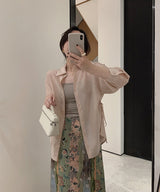 Sheer Outerwear Shirt Top (ready stock in pink&white/ 3 colours)