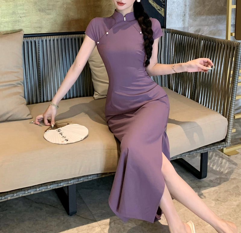 Amethystine cheongsam (preorder/ 2 styles)