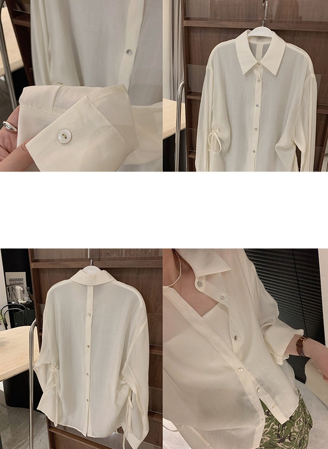 Sheer Outerwear Shirt Top (ready stock in pink&white/ 3 colours)