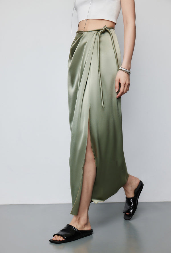 A-line Satin Skirt (ready stock in green (S)/ 2 colours)