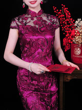 Pharess cheongsam (ready stock in red (M) & purple (4XL)/ 3 colours)