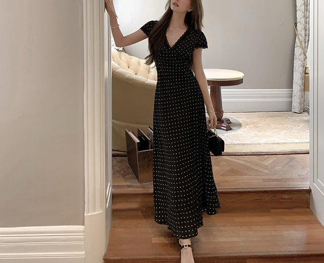 Slip polka dress (ready stock in black (S)/ 2 colours)