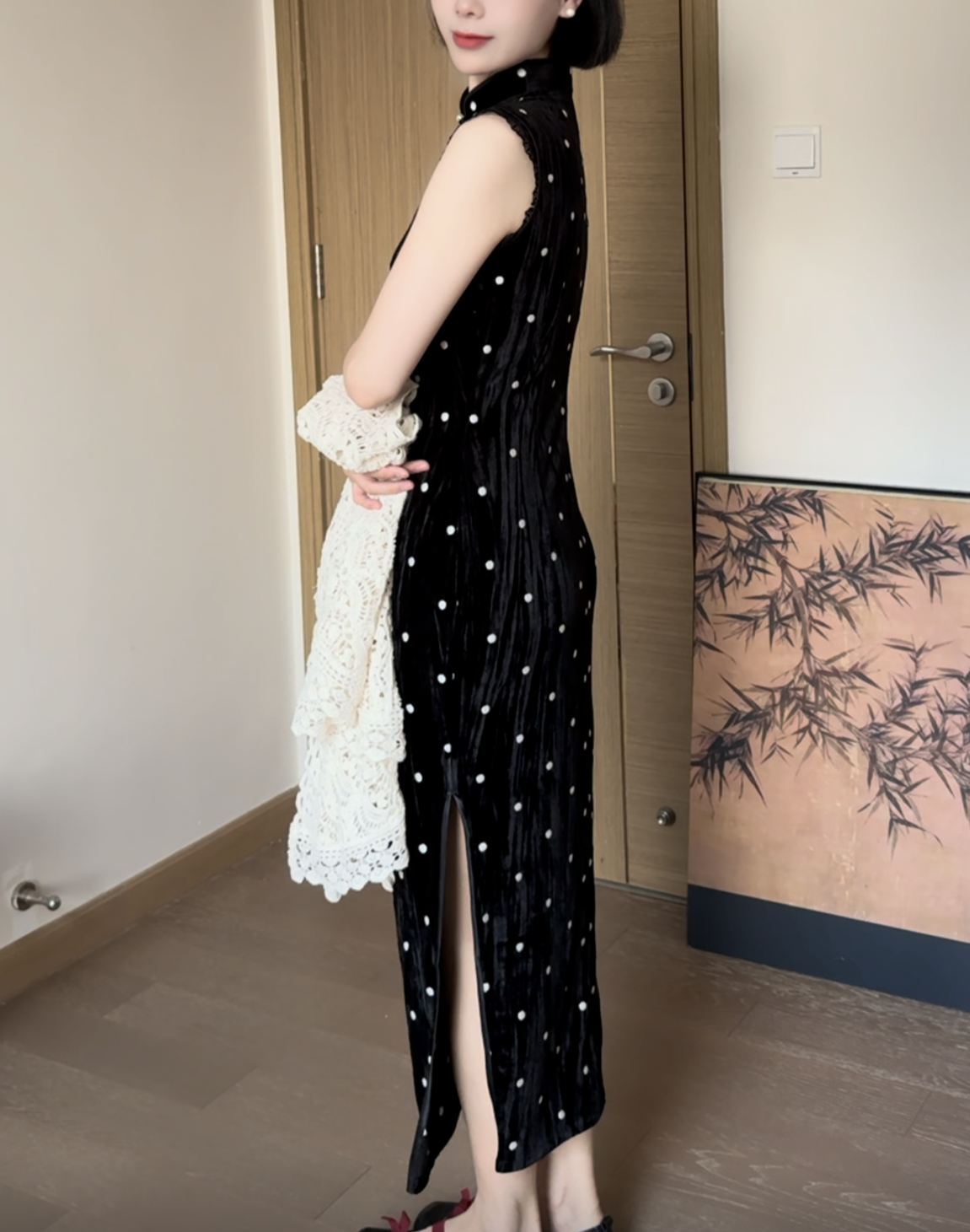 Polka cheongsam (ready stock in L)