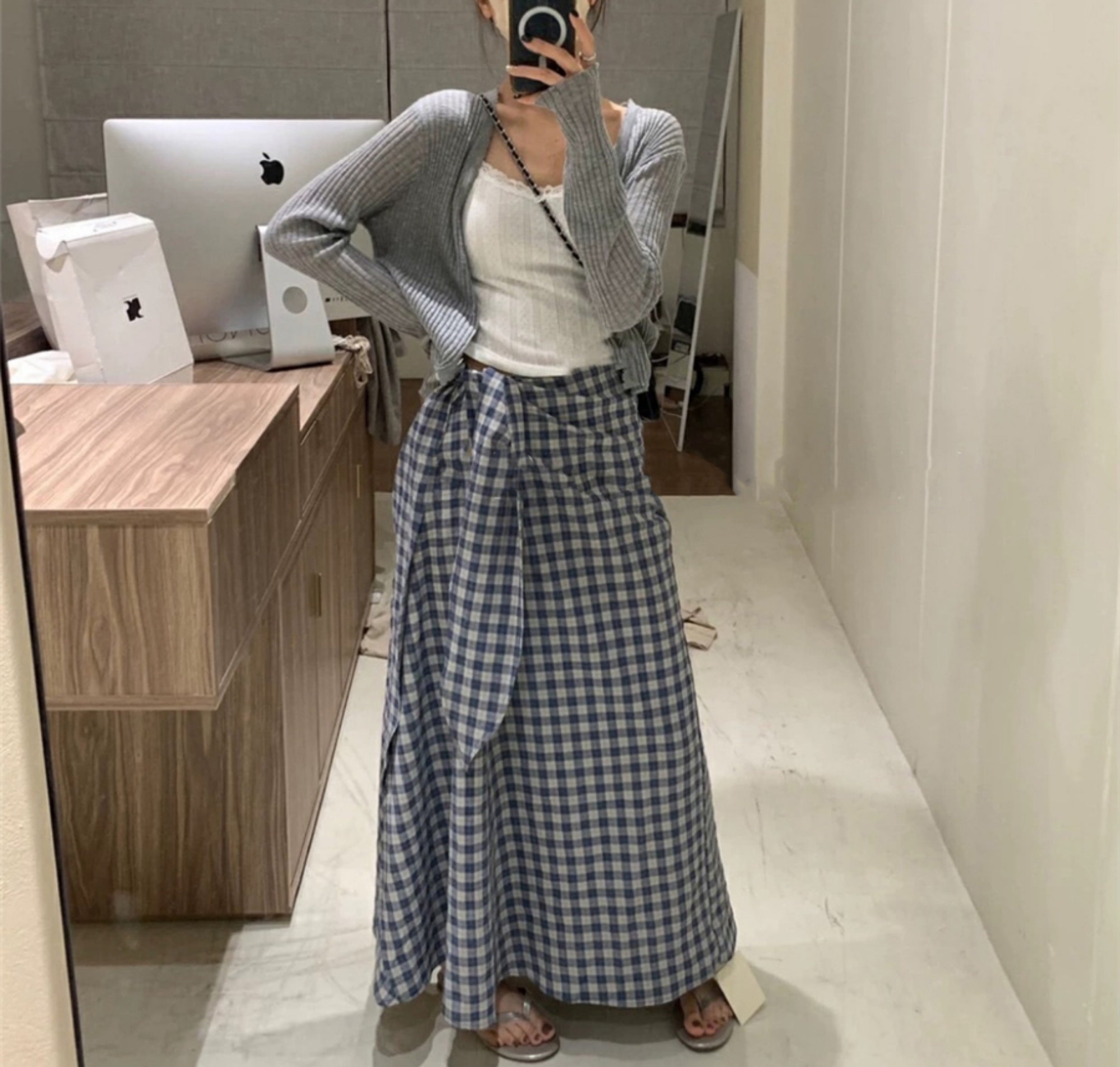 チェック柄マキシスカート（予約販売／全2色）