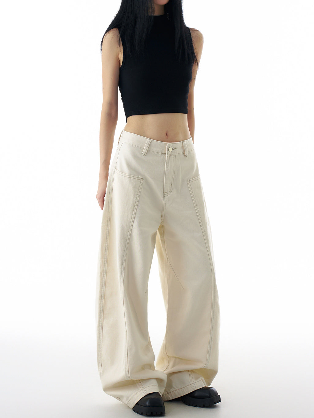 Barrel Ivory Jeans (preorder)